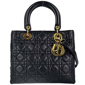 ディオール レディディオール カナージュ ミディアム ラムスキン ブラック 2WAY ハンドバッグ