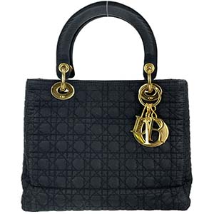 ディオール レディディオール カナージュ ミディアム ナイロン ブラック ハンドバッグ