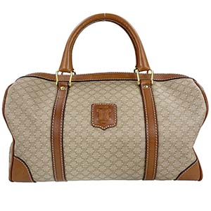 セリーヌ マカダム PVC レザー ベージュ ボストンバッグ