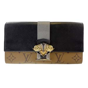 ルイ・ヴィトン モノグラム リバース ポルトフォイユ サラ ブラック マロン 長財布