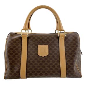 セリーヌ マカダム PVC レザー ブラウン ボストンバッグ