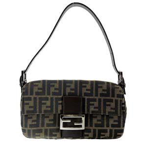 フェンディ マンマバゲット ズッカ キャンバス レザー ブラウン ショルダーバッグ