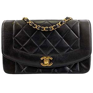シャネル マトラッセ 22㎝ ダイアナフラップ ラムスキン ブラック ショルダーバッグ