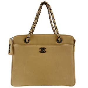 シャネル レザー ブラウン ハンドバッグ