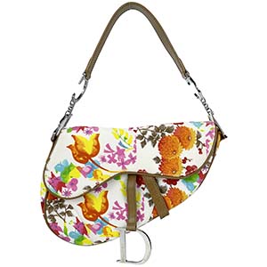 ディオール サドルバッグ トロッター キャンバス レザー マルチカラー ハンドバッグ