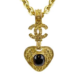 シャネル ゴールドメッキ カラーストーン CCロゴ ゴールド ネックレス