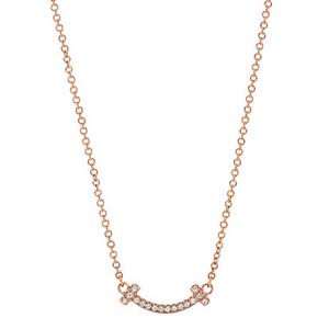 ティファニー Tスマイル ミニ K18 ローズゴールド ダイヤモンド ネックレス