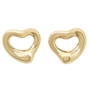 ティファニー オープンハート K18 イエローゴールド ピアス