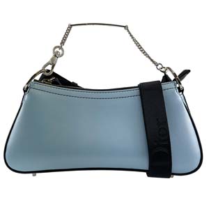 ディオール レザー ラインストーン ライトブルー 2WAY ハンドバッグ