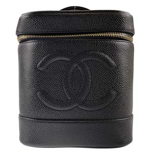シャネル キャビアスキン ブラック バニティバッグ