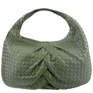 ボッテガ・ヴェネタ イントレチャート ラムスキン グリーン ショルダーバッグ