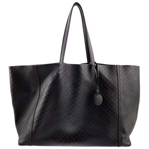 ボッテガ・ヴェネタ イントレッチオ ミラージュ イントレチャート レザー ブラック トートバッグ