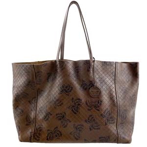 ボッテガ・ヴェネタ イントレッチオ ミラージュ イントレチャート レザー ブラウン トートバッグ