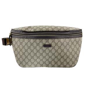 グッチ GGスプリーム PVC レザー ブラウン ウエストバッグ