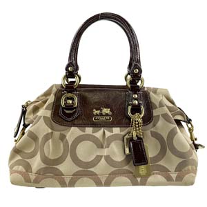 コーチ キャンバス レザー ベージュ 2WAY ハンドバッグ