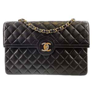 シャネル マトラッセ ラムスキン 25㎝ パリ限定 ブラック ショルダーバッグ