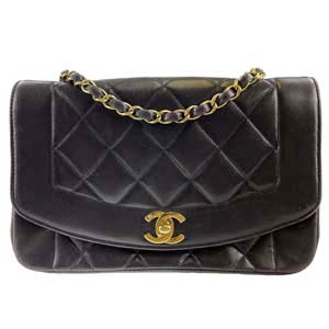 シャネル マトラッセ 22㎝ ダイアナフラップ ラムスキン ブラック ショルダーバッグ
