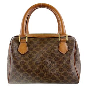 セリーヌ マカダム PVC レザー ブラウン ハンドバッグ