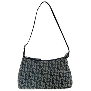 ディオール トロッター キャンバス レザー ネイビー ショルダーバッグ