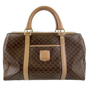 セリーヌ マカダム PVC レザー ブラウン ボストンバッグ