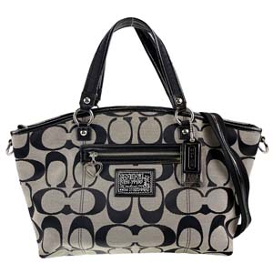 コーチ シグネチャー キャンバス レザー ブラック  2WAY ハンドバッグ
