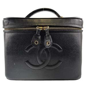 シャネル キャビアスキン ブラック バニティバッグ