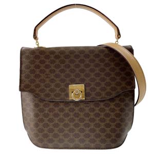 セリーヌ マカダム PVC レザー ブラウン 2WAY ハンドバッグ