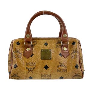 MCM ヴィセトス PVC レザー ブラウン ミニ ハンドバッグ