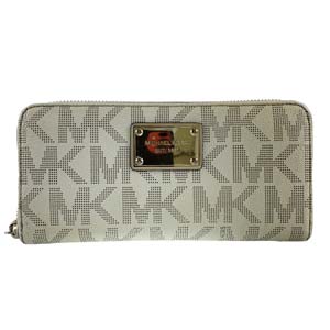 マイケルコース レザー ホワイト ラウンドファスナージップ 財布