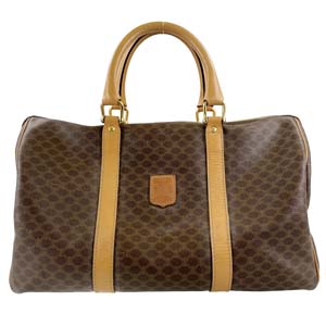 セリーヌ マカダム PVC レザー ブラウン ボストンバッグ