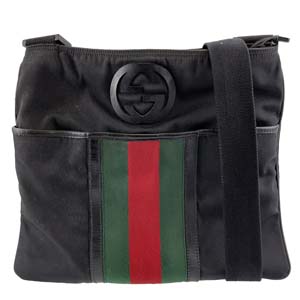 グッチ シェリー キャンバス レザー ブラック ショルダーバッグ