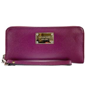 マイケルコース レザー パープル ラウンドファスナージップ 財布