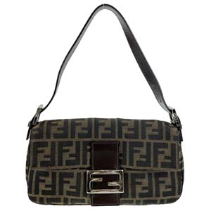 フェンディ マンマバゲット ズッカ キャンバス レザー ブラウン ショルダーバッグ