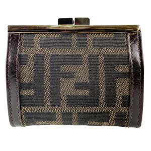 フェンディ ズッカ キャンバス レザー ブラウン 財布