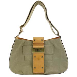 ディオール キャンバス レザー カーキ ショルダーバッグ