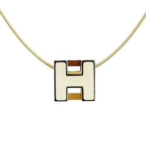 エルメス カージュドアッシュ Hキューブ ゴールドメッキ ホワイト ゴールド ネックレス
