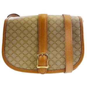 セリーヌ マカダム PVC レザー ベージュ ショルダーバッグ