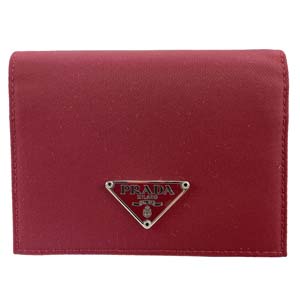 プラダ ナイロンキャンバス レザー レッド 財布