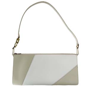 フェラガモ ガンチーニ レザー ベージュ ホワイト ハンドバッグ