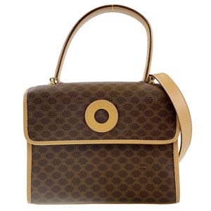 セリーヌ マカダム サークル PVC レザーブラウン 2WAY ショルダーバッグ