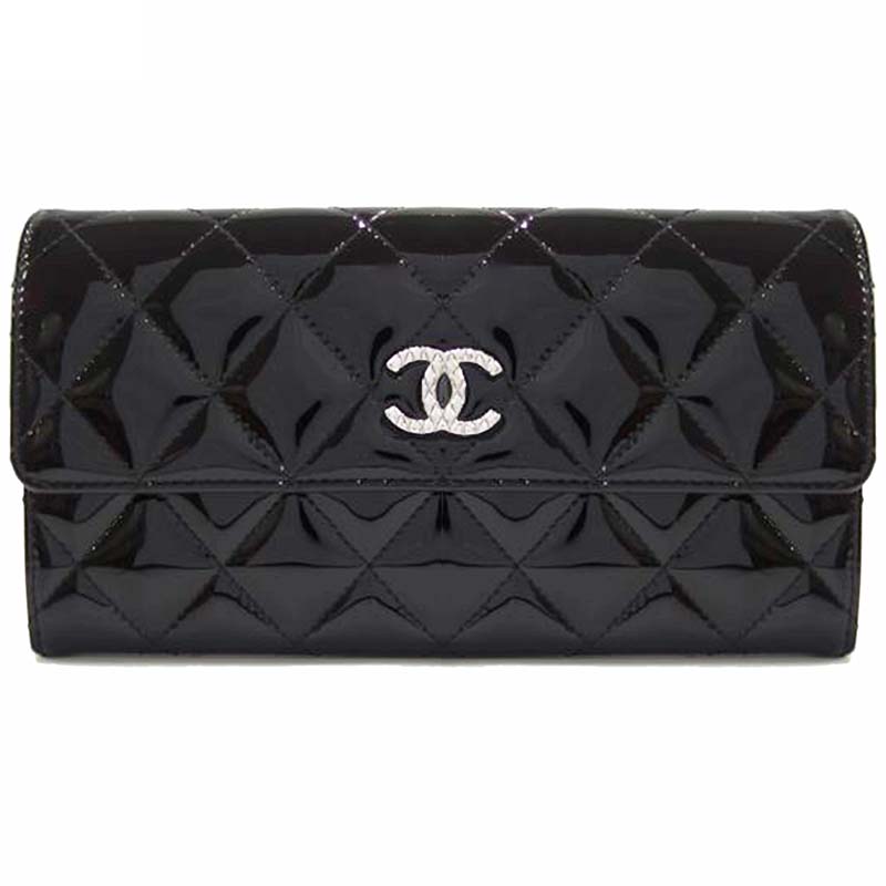 シャネル ブリリアント パテント ブラック 長財布