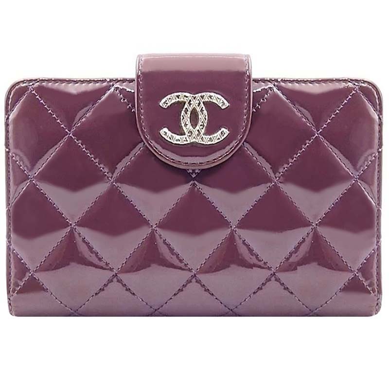 シャネル ブリリアント パテント パープル 長財布