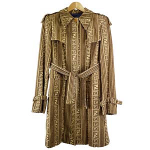 フェンディ FFロゴ ポリエステル コットン ブラウン ベージュ レディース コート