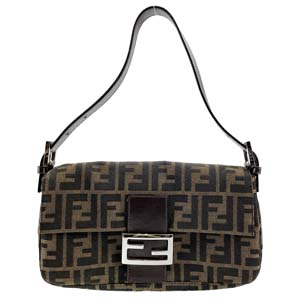 フェンディ マンマバゲット ズッカ キャンバス レザー ブラウン ショルダーバッグ