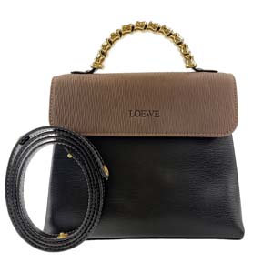 ロエベ ベラスケス ツイスト レザー ブラック ブラウン 2WAY ハンドバッグ