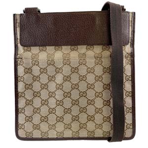 グッチ GGキャンバス レザー ベージュ ブラウン ショルダーバッグ