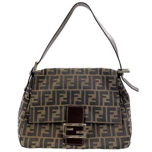 フェンディ マンマバゲット ズッカ キャンバス レザー ブラウン ショルダーバッグ