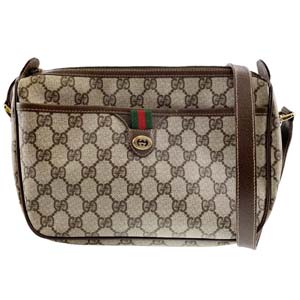 グッチ オールドグッチ シェリーライン PVC レザー ブラウン ベージュ ショルダーバッグ