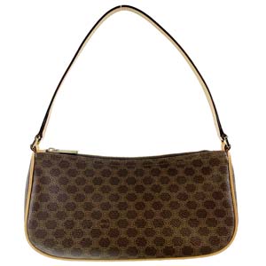 セリーヌ マカダム PVC レザー ブラウン ハンドバッグ