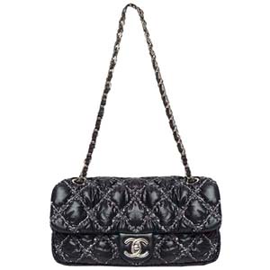 シャネル パリビザンス ナイロン レザー ブラック ショルダーバッグ